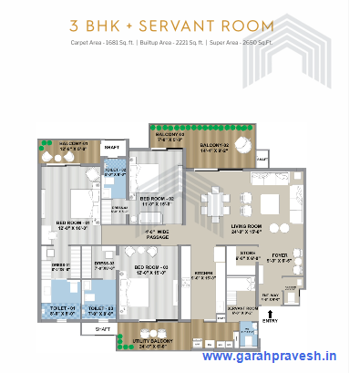 3+1 BHK | 2650S qft |2.27cr